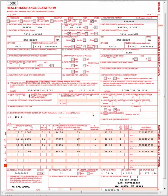 Hcfa 1500 Form Fillable Resume Examples Hcfa 1500 Form Example