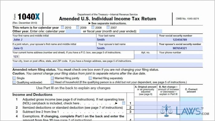 Irs Form 1040x Instructions Irs Form 1040x Instructions