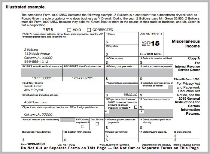 1099 Misc Form 2016 Irs Form Resume Examples