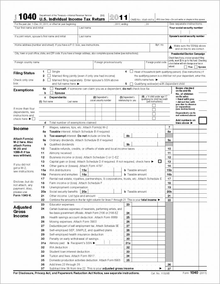 Irs Forms 1040 Instructions 2011 Irs Forms 1040 Instructions 2011