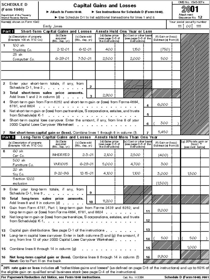 Irs Forms 1040 Schedule D Irs Forms 1040 Schedule D