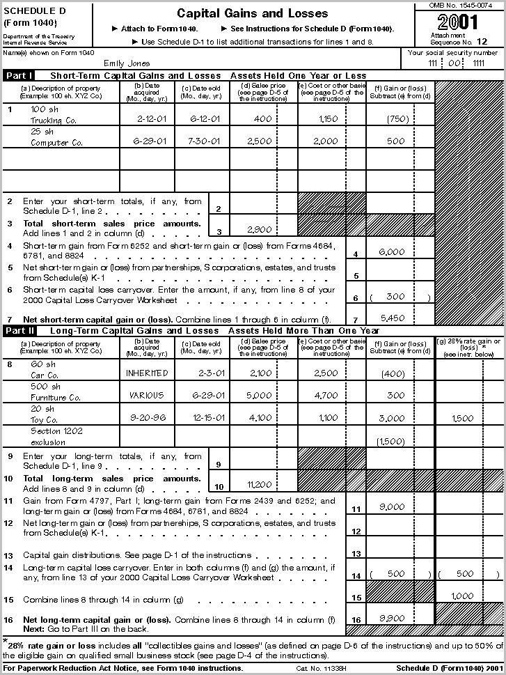 Irs Forms 1040 Schedule D Form Resume Examples