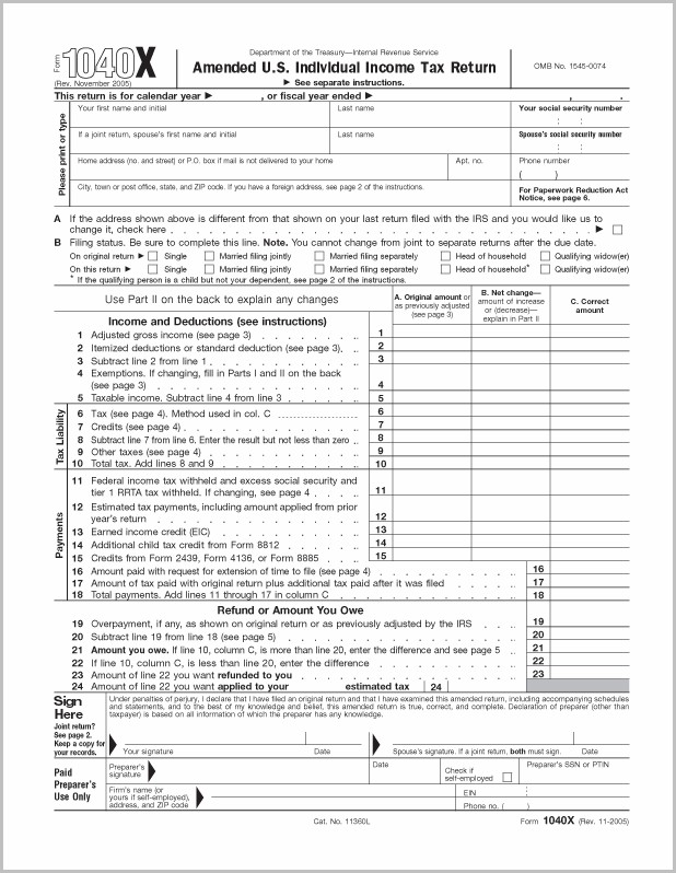 Irs Forms 1040x Irs Forms 1040x