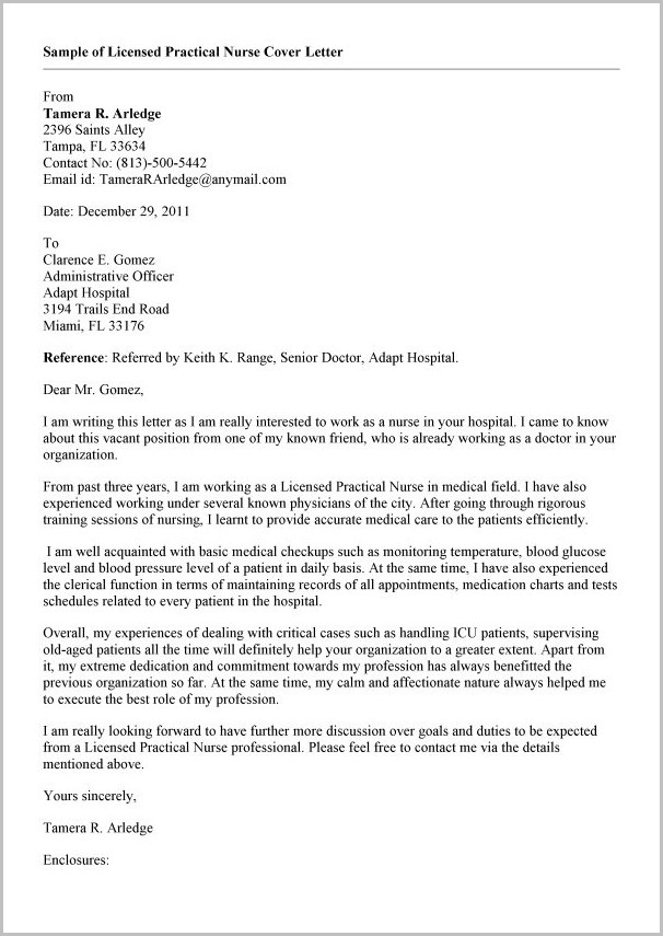 Lpn Sample Resume And Cover Letter Lpn Sample Resume And Cover Letter