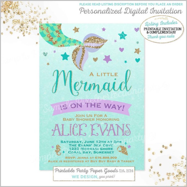 Mermaid Baby Shower Invitation Template Free Mermaid Baby Shower Invitation Template Free