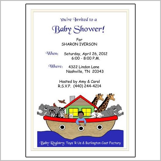 Noah's Ark Baby Shower Invitation Template Noah's Ark Baby Shower Invitation Template