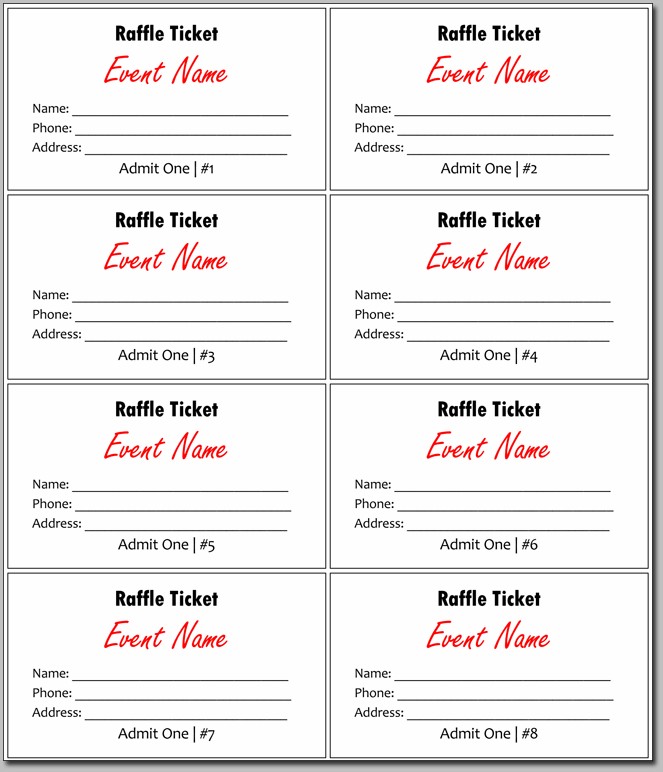 Numbered Raffle Ticket Template Excel Numbered Raffle Ticket Template Excel
