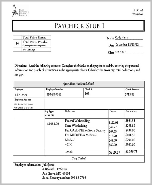 Pay Stub Template California Pay Stub Template California
