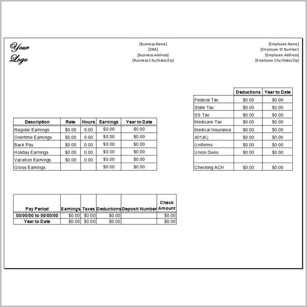 Pay Stub Template For Small Business Pay Stub Template For Small Business