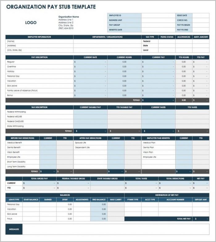 Pay Stub Template Free Excel Pay Stub Template Free Excel