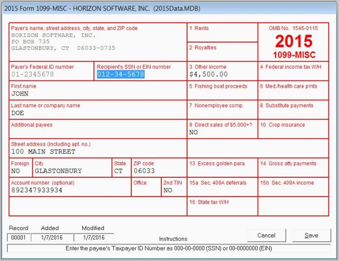 Printable 1099 Misc Form 2015 Printable 1099 Misc Form 2015