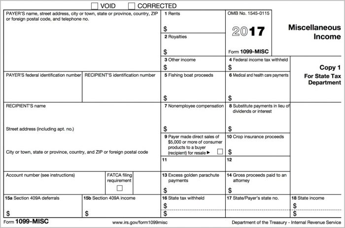 Printable 1099 Misc Form 2017 Printable 1099 Misc Form 2017