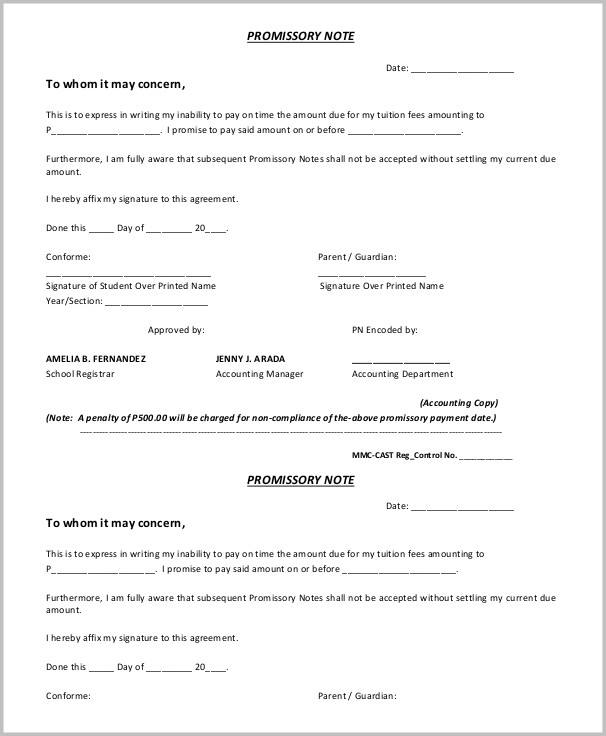 Promissory Note Format For Tuition Fee Promissory Note Format For Tuition Fee