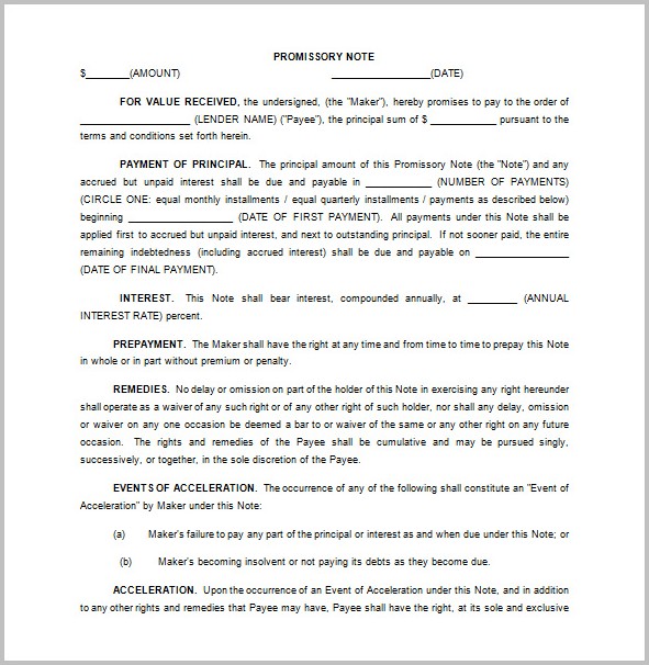 Promissory Note Format India Promissory Note Format India