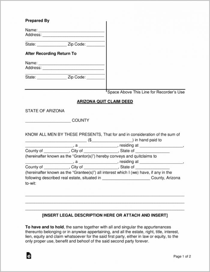 Quick Claim Deed Form Arizona Quick Claim Deed Form Arizona