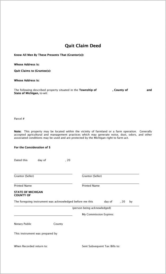 Quit Claim Deed Blank Form Free Quit Claim Deed Blank Form Free