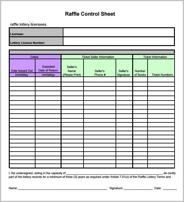 Raffle Ticket Log Template Raffle Ticket Log Template