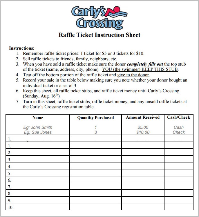 Raffle Ticket Sheet Template Raffle Ticket Sheet Template