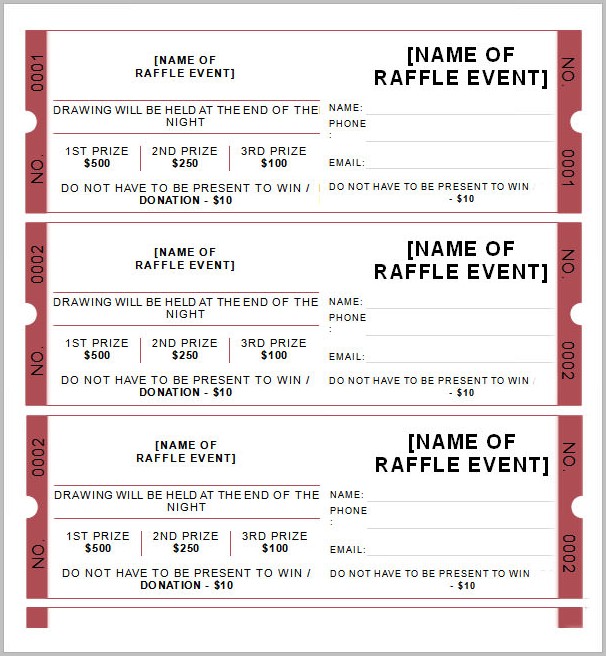 Raffle Ticket Template Download Raffle Ticket Template Download