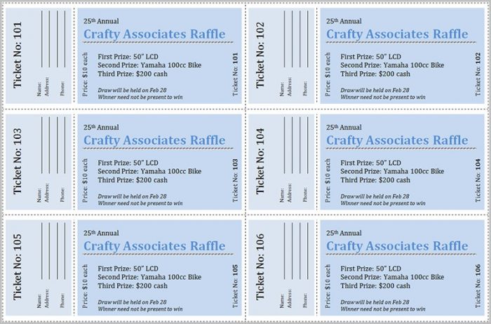 Raffle Ticket Template Publisher Raffle Ticket Template Publisher