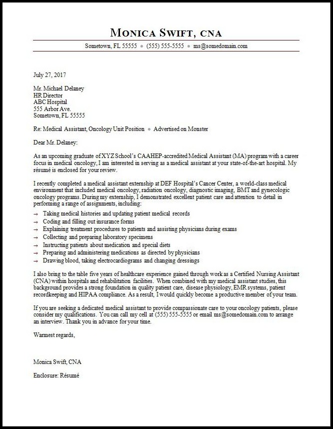 Resume Cover Letter Template For Medical Assistant Resume Cover Letter Template For Medical Assistant