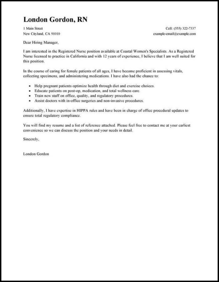 Resume Cover Letter Template For Nursing Resume Cover Letter Template For Nursing