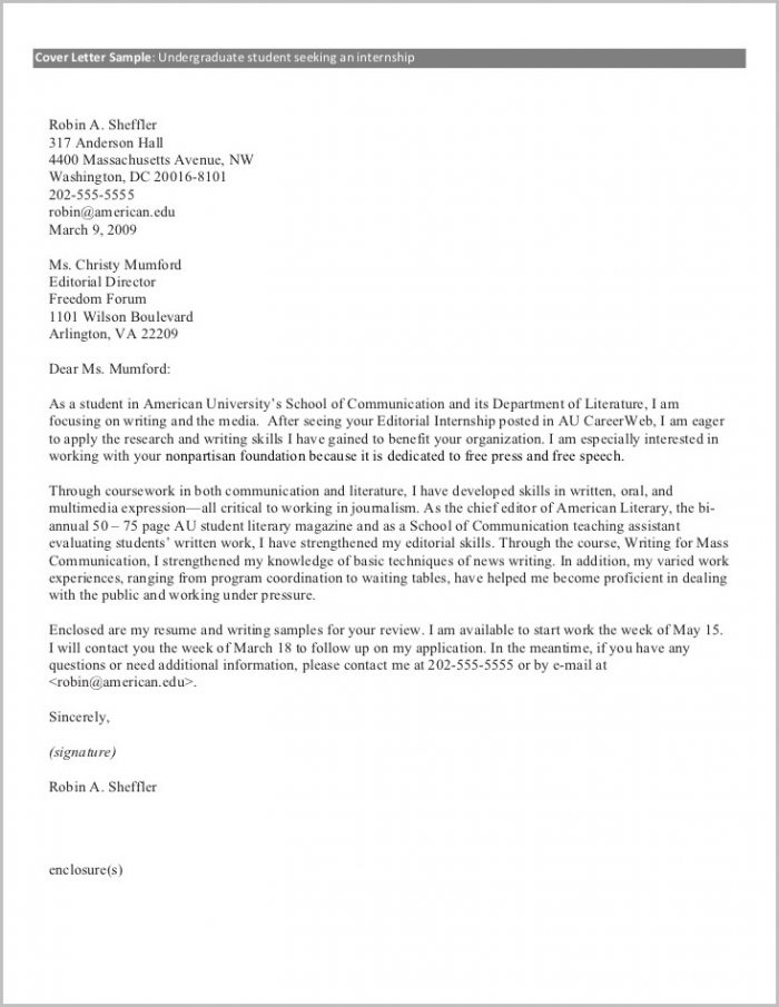 Sample Cover Letter For Resume College Student Sample Cover Letter For Resume College Student