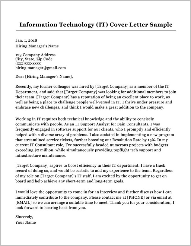 Sample Cover Letter For Resume Information Technology Sample Cover Letter For Resume Information Technology