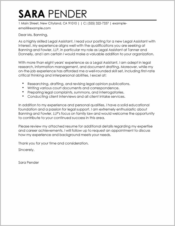 Sample Cover Letter For Resume Legal Assistant Sample Cover Letter For Resume Legal Assistant