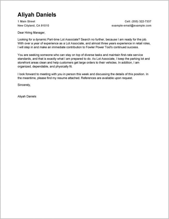 Sample Cover Letter For Resume Part Time Job Sample Cover Letter For Resume Part Time Job