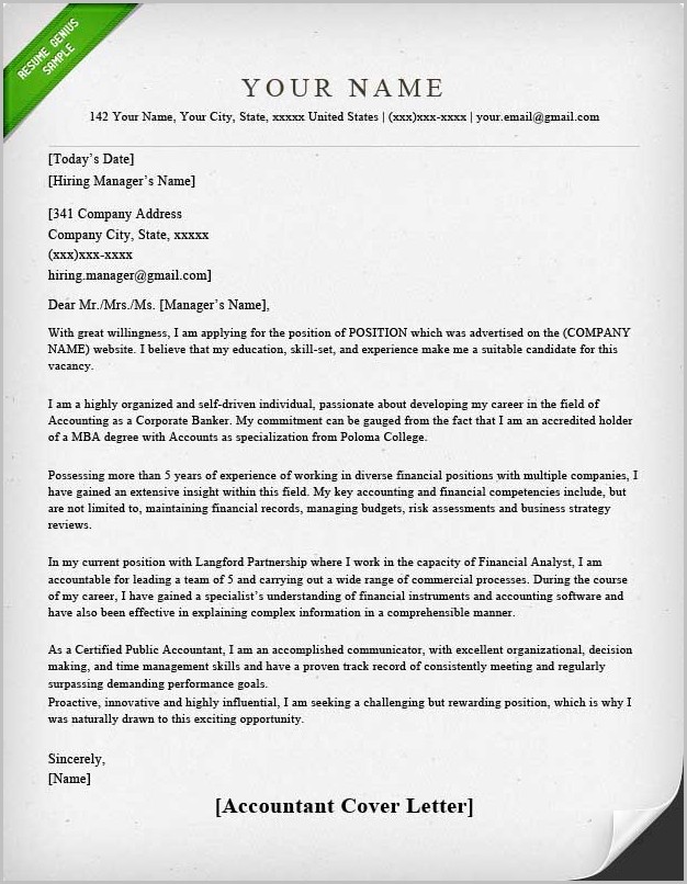 Sample Resume Cover Letter For Accounting Job Sample Resume Cover Letter For Accounting Job