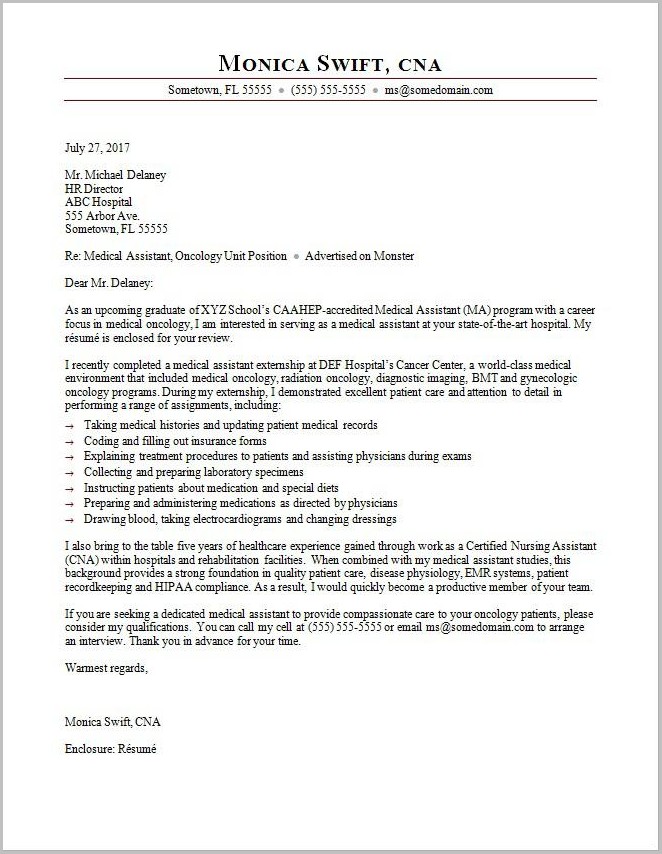 Sample Resume Cover Letter For Medical Assistant Sample Resume Cover Letter For Medical Assistant