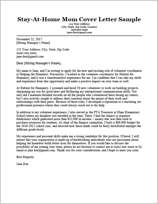 Sample Resume Cover Letter+stay At Home Mom Sample Resume Cover Letter+stay At Home Mom