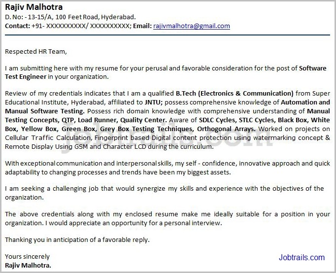 Sample Resume With Cover Letter For Freshers Sample Resume With Cover Letter For Freshers