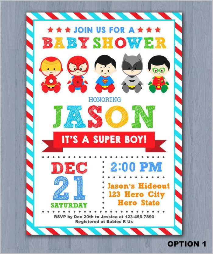 Superhero Baby Shower Invitation Templates Superhero Baby Shower Invitation Templates