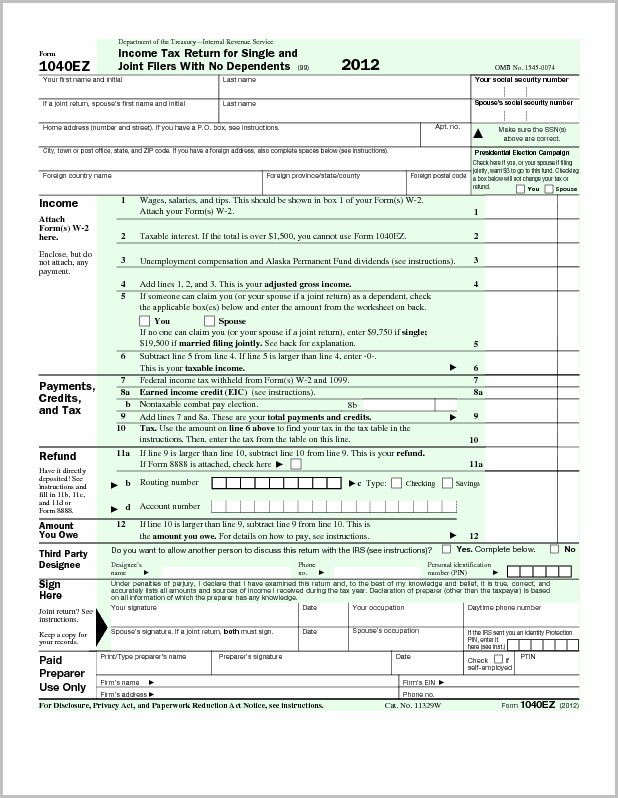 Tax Forms 1040ez Tax Forms 1040ez