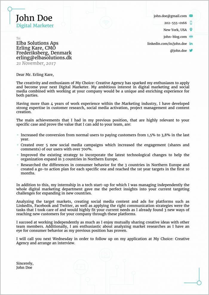 Template For Cover Letter For Job Application Template For Cover Letter For Job Application