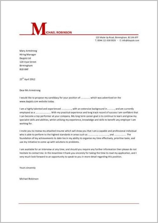Templates For Cover Letters For Employment Templates For Cover Letters For Employment
