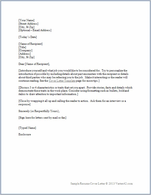Templates For Cover Letters For Resumes Templates For Cover Letters For Resumes