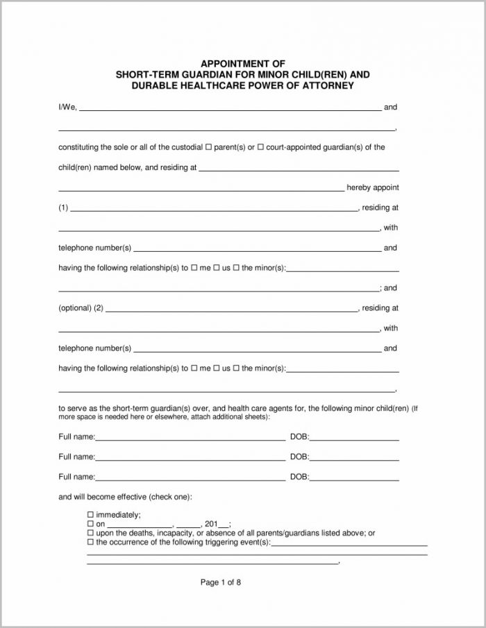 Temporary Guardianship Form Michigan Temporary Guardianship Form Michigan