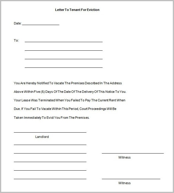 Tenancy Eviction Notice Template Tenancy Eviction Notice Template