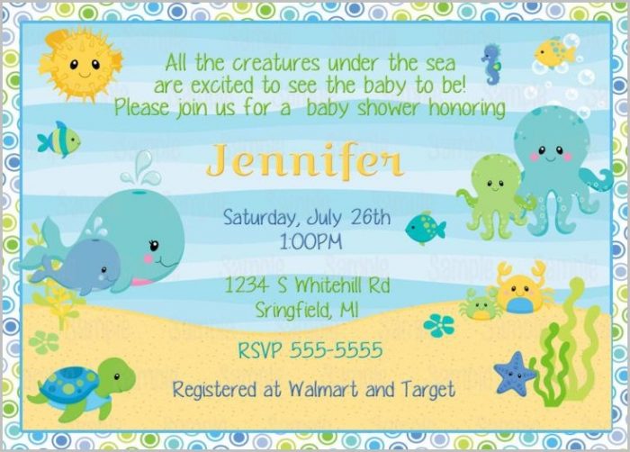 Under The Sea Baby Shower Invitation Template Under The Sea Baby Shower Invitation Template