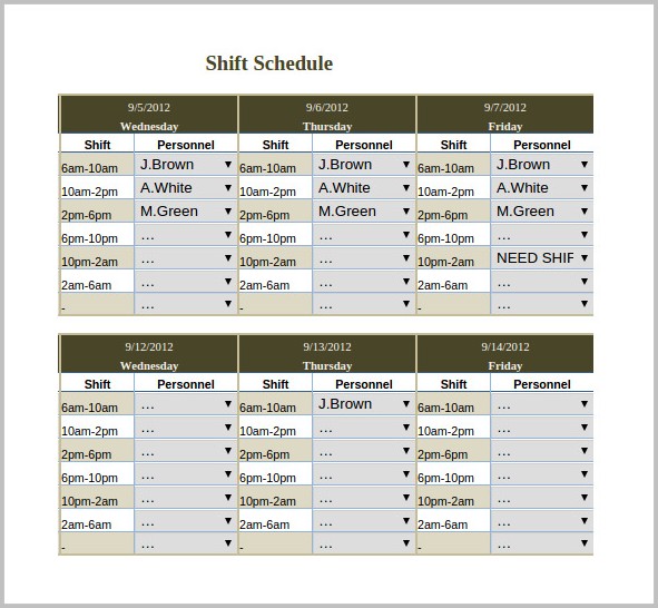 3 Shift Work Schedule Template 3 Shift Work Schedule Template