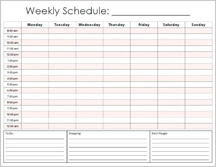 6 Week Work Schedule Template 6 Week Work Schedule Template