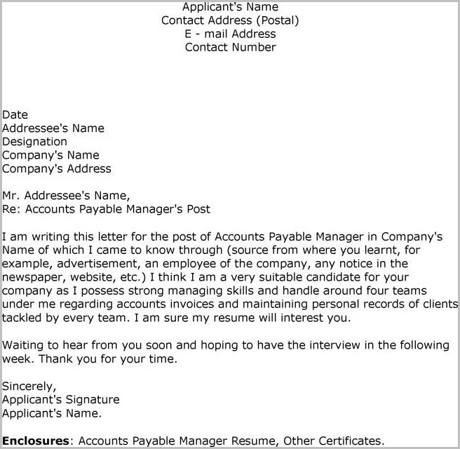 Accounts Payable Cover Letter For Resume Accounts Payable Cover Letter For Resume