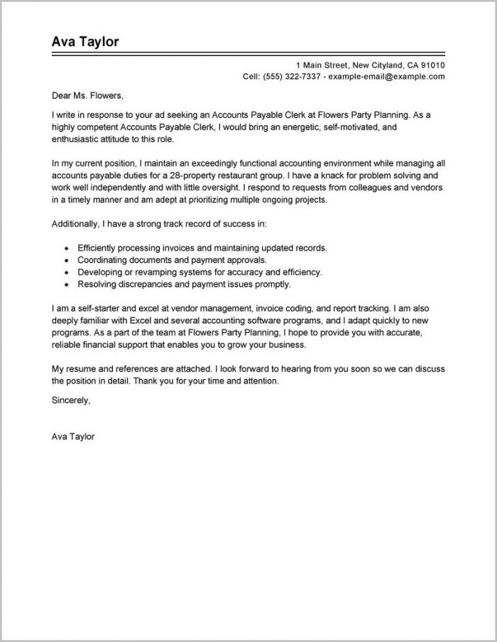 Accounts Payable Specialist Cover Letter Sample Accounts Payable Specialist Cover Letter Sample