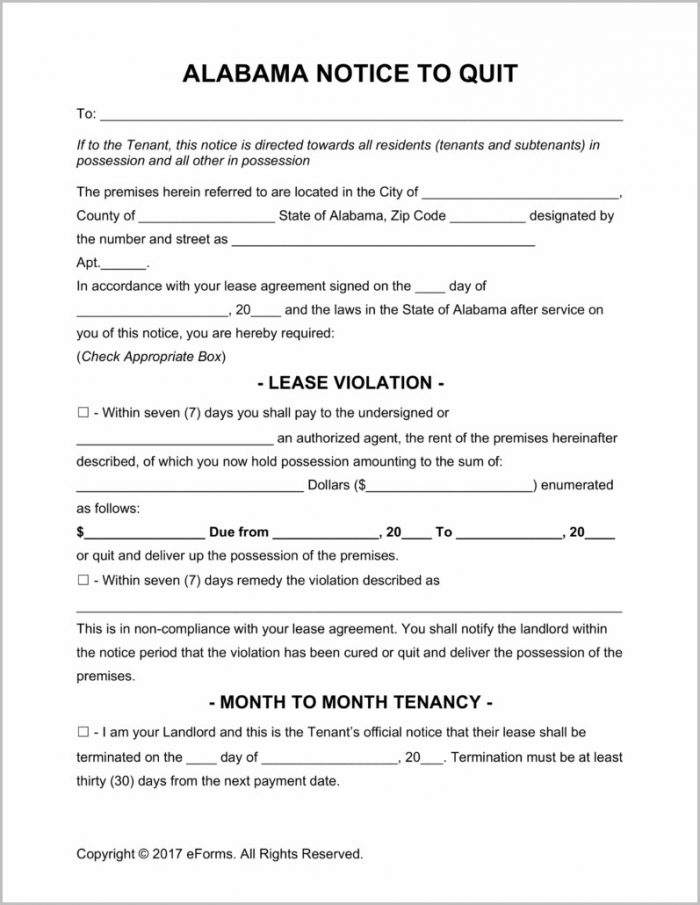 Alabama Notice Of Eviction Form Alabama Notice Of Eviction Form