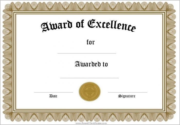 Award Certificate Template Award Certificate Template