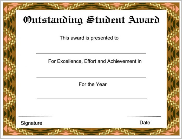 Award Certificate Template For Students Award Certificate Template For Students
