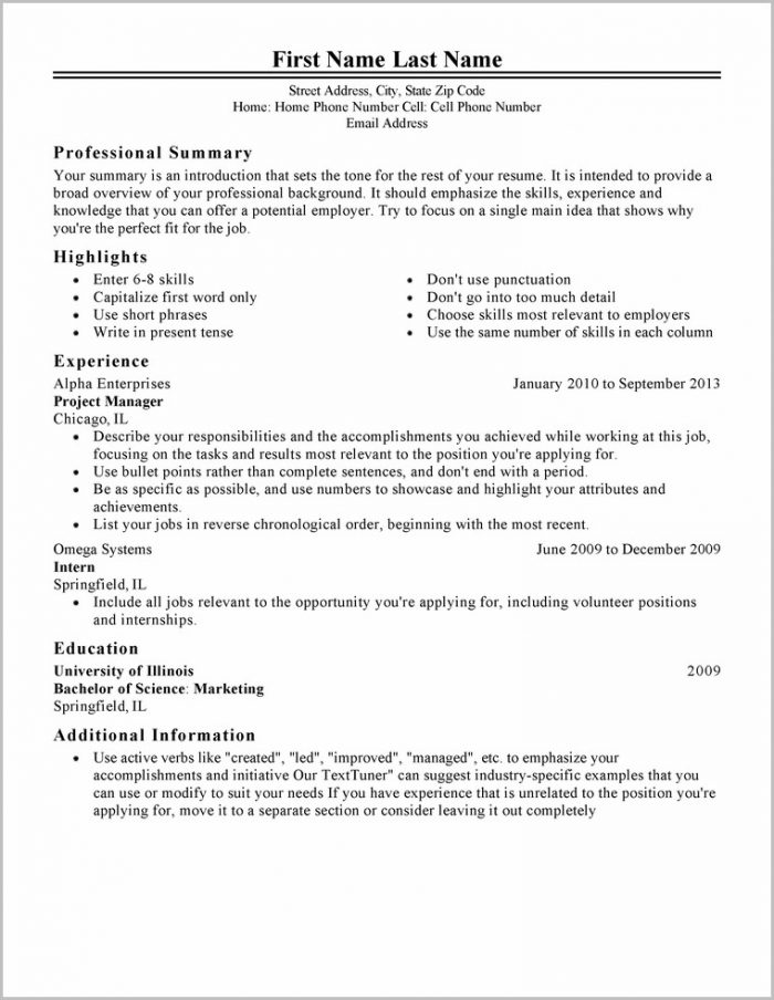 Basic Job Resume Template Basic Job Resume Template